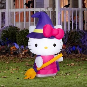 🆕 Hello Kitty Pink Witch 3.5ft Inflatable Halloween Decoration